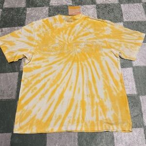 NWT Yellow Tie-Dye T-Shirt with 'GOLDEN' Embroidery Size S
